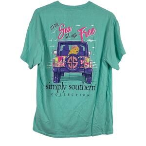 Simply Southern Collection "Let The Sea Set You Free" Light Green Shirt Large